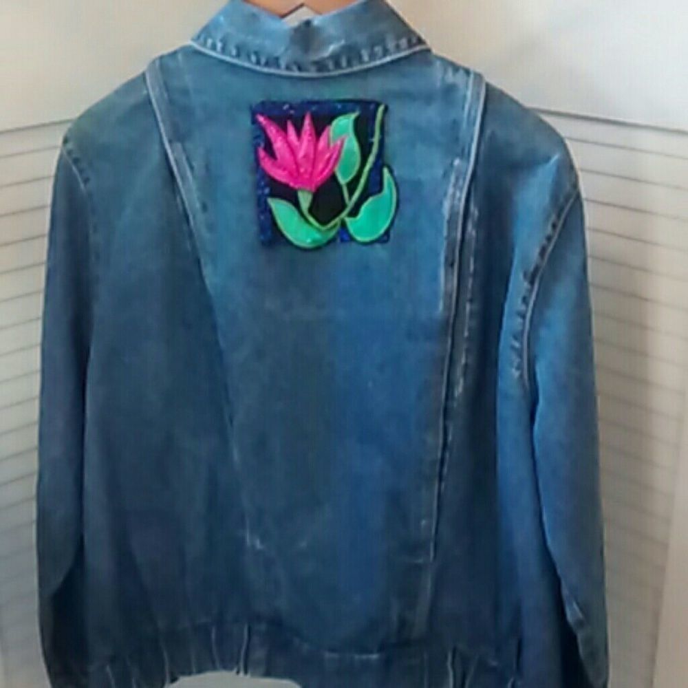 UPCYCLED Extra Large Embellished  Denim Jacket Coastal Cowgirl. Upcycled